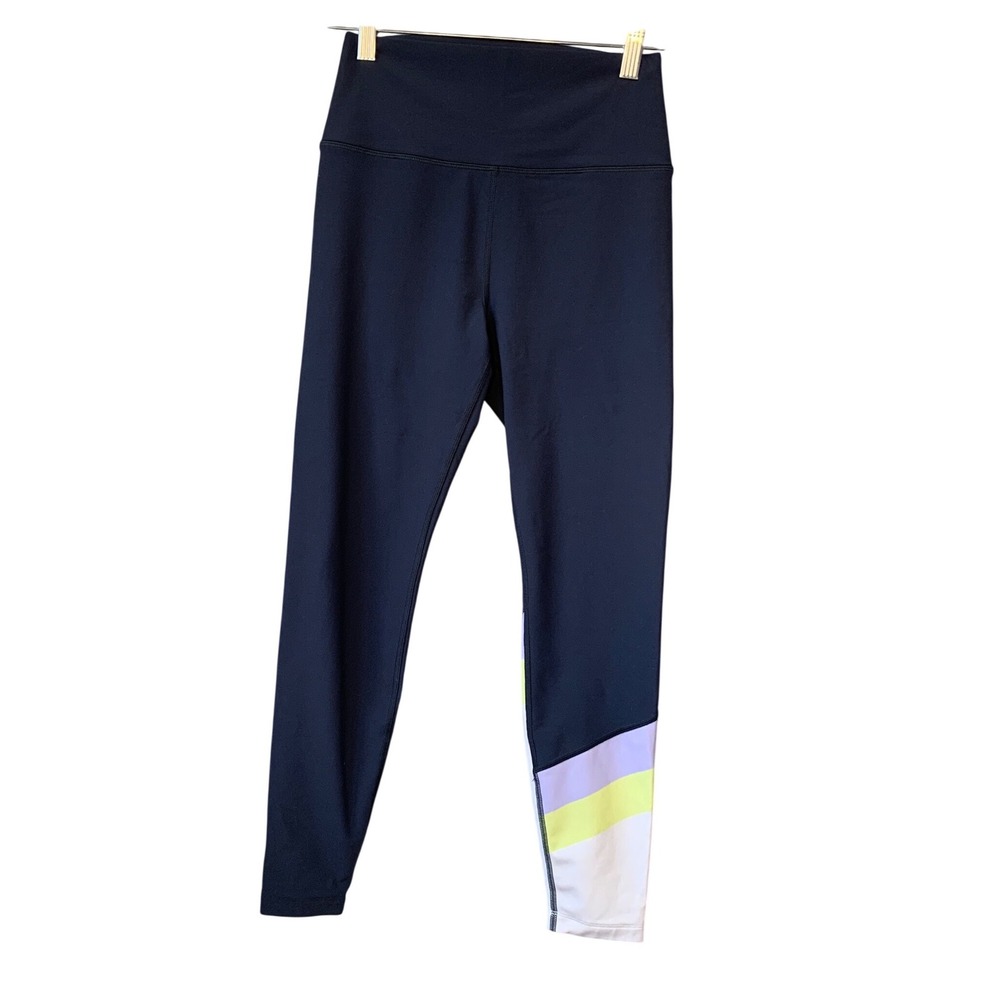 Peloton Navy Blue Athletic Leggings Color‎ Block Stripe Athletic Size S